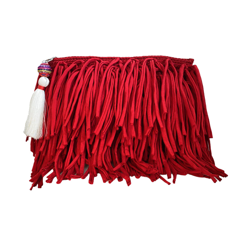 Porcupine red with white tassel